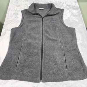 Columbia Womens Fleece Vest Full Front Zip Pockets Size Large Gray Soft